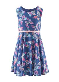 happy girls Mädchen Midikleid, blau, casual, Gr. 116, bedruckt, Jersey, Obermaterial: 100% Viskose. Futter: 100% Baumwolle, Kleider