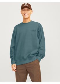 Jack & Jones JACK & JONES Herren Sweatshirt "JPRBLACHAD BRANDING SWEAT CREW NECK LN", blau, modisch, Gr. XL, bedruckt, angeraute Sweatware, Obermaterial: 95%