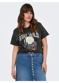 Only CARMAKOMA Damen T-Shirt "CARLUCY LIFE REG S/S TOP JRS NOOS"schwarz print:texana wild, modisch, Gr. L, bedruckt, Jersey, Obermaterial: 100%