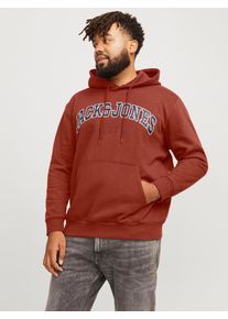Jack & Jones PlusSize Herren Hoodie "JJECALEB VARSITY SWEAT HOOD NOOS PLS", rot, casual, Gr. 4XL, JACK & JONES PLUSSIZE, bedruckt, Sweatware, Obermaterial: 70% Baumwolle,