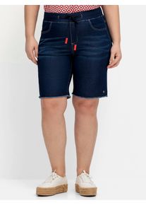 sheego Damen Jeansbermudas, blau, Gr. 46, unifarben, 65% Baumwolle, 33% Polyester, 2% Elasthan, Jeans