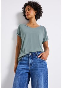 Street One Damen T-Shirtarona blau, casual, Gr. 36, unifarben, Stoff, 75% Modal, 25% Polyester, Shirts, Feel Good Fit