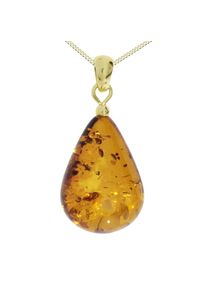 OSTSEE-SCHMUCK Damen Kette mit Anhänger "OSTSEE-SCHMUCK Kette mit Anhänger Tropfen ca. 22 mm lang", 42cm, Silber 925 (Sterlingsilber), L: 42cm, gold,