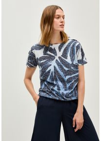 Cecil Damen Print-Shirturban dunkelblau, casual, Gr. XL, bedruckt, Stoff, 65% Polyester, 35% Viskose, Shirts, aus elastischem Materialmix