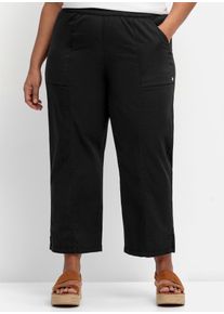 sheego Damen Schlupfhose, schwarz, Gr. 52, unifarben, 98% Baumwolle, 2% Elasthan, Hosen