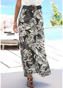 Vivance Damen Maxirock, schwarz, modisch, Gr. 34, bedruckt, Jersey, Obermaterial: 100% Viskose, Röcke, mit Alloverprint, Sommerrock, casual