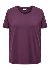 Only CARMAKOMA Damen Kurzarmshirt "CARMOSTER S/S FOLD UP TOP JRS NOOS", lila, modisch, Gr. S, unifarben, Jersey, Obermaterial: 63% Polyester, 33%