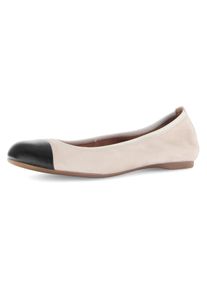 Gabor Damen Ballerina, Gr. 42, beige, Ziegenveloursleder, Nappaleder, kontrastfarbene Details, klassisch, Schuhe, Blockabsatz, Schlupfschuh,