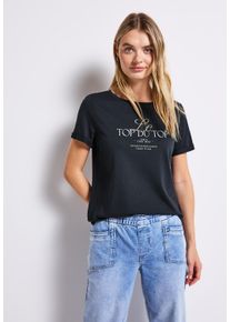 Street One Damen T-Shirtdeepwater blau, casual, Gr. 36, bedruckt, Jersey, Obermaterial: 50% Baumwolle, 50% Modal, Shirts, mit Front-Print
