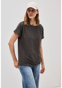 Cecil Damen T-Shirtschwarz balmy khaki, casual, Gr. M, unifarben, Stoff, 65% Polyester, 35% Viskose, Shirts, aus elastischem Materialmix