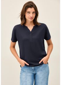 Cecil Damen T-Shirturban dunkelblau, casual, Gr. M, unifarben, Stoff, 50% Modal, 50% Baumwolle, Shirts, aus elastischem Materialmix