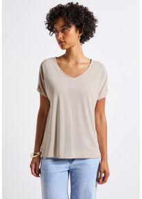 Street One Damen T-Shirt, beige, casual, Gr. 44, unifarben, Stoff, 75% Modal, 25% Polyester, Shirts, Feel Good Fit
