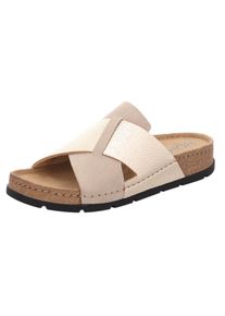 Rohde Damen Pantolette "SOAVE", Gr. 37, gold, Veloursleder, Leder, klassisch, Schuhe, Sommerschuh, Hausschuh, Schlappen, Strandschuh mit Softfußbett