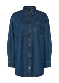 Pieces Damen Jeansbluse "PCMAISIE LS DENIM SHIRT NOOS BC", blau, modisch, Gr. XXL, unifarben, Denim/Jeans, Obermaterial: 100% Baumwolle, Blusen