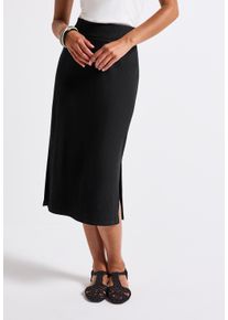Street One Damen Maxirock, schwarz, casual, Gr. 44, unifarben, Stoff, 75% Viskose, 20% Polyester, 5% Elasthan, Röcke, High Waist