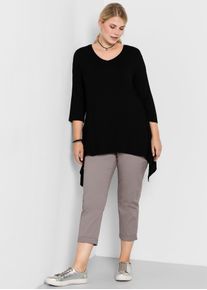 sheego Damen 7/8-Hose, grau, Gr. 50, unifarben, 97% Baumwolle, 3% Elasthan, Hosen