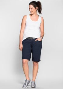 sheego Damen Bermudas, blau, Gr. 50, unifarben, 97% Baumwolle, 3% Elasthan, Hosen