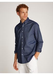 Tommy Hilfiger Herren Langarmhemd "SOLID HERITAGE OXFORD RF SHIRT", blau, casual, Gr. S, Web, Obermaterial: 100% Baumwolle, Hemden