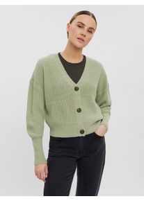 Véro Moda VERO MODA Damen Strickjacke "VMLEA LS V-NECK CUFF CARDIGAN", beige, modisch, Gr. XS, unifarben, Grobstrick, Obermaterial: 100% Polyacryl, Strickjacken