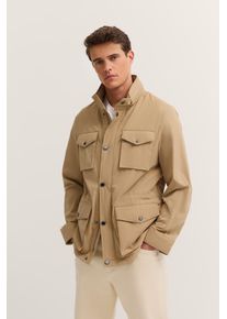 Bugatti Herren Fieldjacket "Regular Fit"40, beige, casual, Gr. 54, unifarben, 100% Polyester, Jacken, mit Stretch, Kapuze & Stehkragen