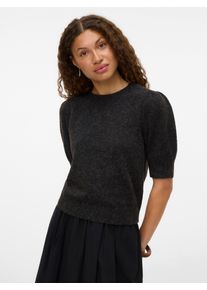 Véro Moda VERO MODA Damen Kurzarmpullover "VMDOFFY 2/4 O-NECK PULLOVER GA NOOS"chocolate torte detail:schwarz melange, modisch, Gr. XL, meliert, Strick,
