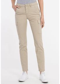 Recover Pants Damen Cargohose "LILI", beige, Gr. 46, unifarben, 97% Baumwolle;3% Elasthan, Hosen, mit schrägen Eingriffstaschen