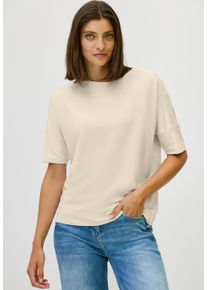Cecil Damen T-Shirt, beige, casual, Gr. S, unifarben, Web, Stoff, 48% Baumwolle, 48% Modal, 4% Elasthan, Shirts, mit Rundhalsausschnitt