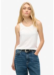 Superdry Damen Tanktop "SCOOP NECK TANK", weiß, casual, Gr. M, unifarben, Jersey, Obermaterial: 60% Baumwolle, 40% Modal, Tops