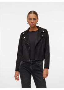 Véro Moda VERO MODA Damen Lederimitatjacke "VMJOSE SHORT FAUX SUEDE JACKET NOOS", schwarz, modisch, Gr. S, unifarben, Web, Obermaterial: 100% Polyester, Jacken