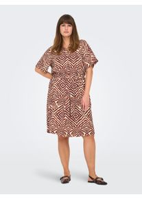 Only CARMAKOMA Damen Sommerkleid "CARSHILLA 2/4 KNEE DRESS VIS AOP BS"hot chocolate aop:tribe, modisch, Gr. 54, bedruckt, Web, Obermaterial: 100%