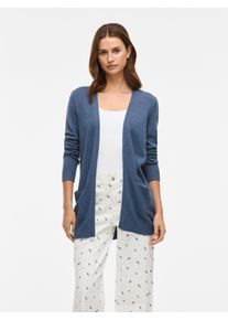 Vila Damen Strickjacke "VIRIL OPEN L/S KNIT CARDIGAN - NOOS"vintage indigo detail:schwarz melange, modisch, Gr. L, meliert, Strick, Obermaterial: 50%