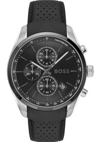 BOSS Herren Chronograph "GRAND PRIX 44"schwarz, Armbanduhren, Quarzuhr, Armbanduhr, Herrenuhr, Lederarmband, analog, Tag