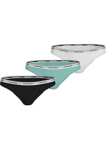 Damen Bikinislip "3 PACK BIKINI (LOW-RISE)", Calvin Klein Underwear, Gr. Mschwarz, beau blau, weiß, Jersey, Obermaterial: 90% Baumwolle, 10%