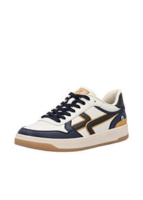 RIEKER SPORT Herren Sneaker "Swing2GO", Gr. 43sanftes weiß, schwarz, ocker, Glattleder, unifarben mit Farbeinsätzen, sportlich, Schuhe, Halbschuh,
