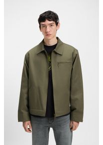 HUGO BLUE Herren Canvasjacke "Blake"open grün345, casual, Gr. XXL, unifarben, Web, Obermaterial: 100% Baumwolle. Futter: 100% Polyester. Wattierung: