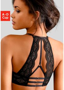 Lascana Damen Push-up-BH "Sienna", Gr. 75, schwarz, Spitze, Obermaterial: 60% Polyamid, 35% Polyester, 5% Elasthan, feminin, BHs, mit dekorativem
