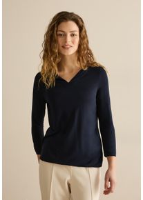 Cecil Damen 3/4-Arm-Shirt, blau, casual, Gr. S, unifarben, Stoff, 78% Modal, 22% Polyester, Shirts, mit 3/4 Ärmeln