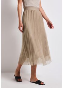 Street One Damen Plisseerock, beige, casual, Gr. 42, unifarben, Stoff, Obermaterial: 100% Polyester; Unterrock: 100% Viskose, Röcke, mit Elastikbund