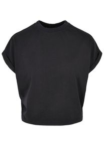 Urban Classics Herren T-Shirt "Urban Classics Damen Ladies Short Pigment Dye Cut On Sleeve Tee", schwarz, klassisch, Gr. XXL, colorblocking, 100%