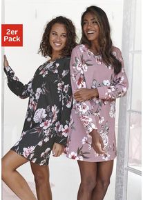 Vivance Dreams Sleepshirt mehrfarbig Gr. 32/34 für Damen. Rundhals und Allover-Druck. Basic. Nachhaltig.