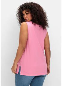 sheego Große Größen Tanktop mit Biesen am Ausschnitt, blumiges pink, Größe 54 - Damen