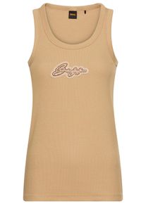BOSS Orange Damen Ripptanktop "Ematite Stonebadge Premium Damenmode"rust, copper 222, casual, Gr. XL, unifarben, Feinripp, Obermaterial: 96%