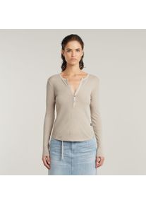 G-Star Raw G-STAR Damen Langarmshirt "Deep v slim"dk brick gd, casual, Gr. M, unifarben, Single Jersey, Obermaterial: 98% Baumwolle, 2% Elasthan, Shirts, mit