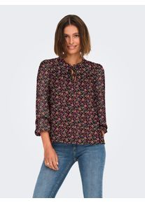 Only Damen Chiffonbluse "ONLDITSY L/S BLOUSE WVN"schwarz aop:mirna ditsy, feminin, Gr. S, bedruckt, Chiffon, Obermaterial: 100% Polyester, Blusen