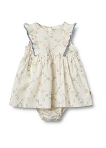 Wheat Baby Strampler "Wheat Kleid Sommerkleid Anzug Lace Sofia", Gr. 80ivory checked flowers, 100% Bio-Baumwolle, Overalls