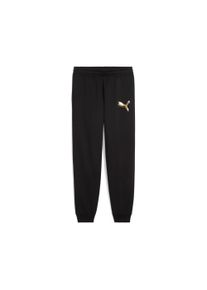 Puma Kinder Trainingshose "ESS METALLIC HIGH-WAIST SWEATPANTS FL G"Puma schwarz, metallic gold, sportlich, Gr. 176, bedruckt, Fleece, Obermaterial: