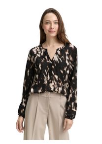 Tom Tailor Damen Langarmbluseblurry animal, casual, Gr. XL, bedruckt, Web, Obermaterial: 50% Baumwolle, 50% Modal, Blusen, mit grafischem Muster