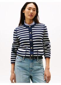 Tommy Hilfiger Damen Strickjacke "CO JERSEY STCH REVERSIBLE CARDI"br stp navy, schwarz night navy, casual, Gr. S, gestreift, Strick, Obermaterial:
