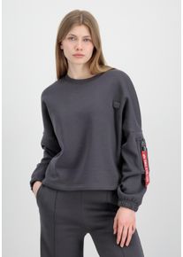 Damen Sweater "Alpha Industries Women - Sweatshirts X-Fit Label OS Sweatshirt W", grau, Gr. L, Alpha Industries, Obermaterial: 80% Baumwolle, 20%