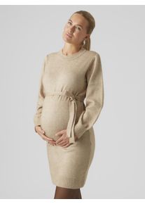 MAMALICIOUS Damen Umstandskleid "MLNEWANNE L/S ABK KNIT DRESS A. NOOS", beige, modisch, Gr. XL, meliert, Strick, Obermaterial: 50% Polyacryl, 50%